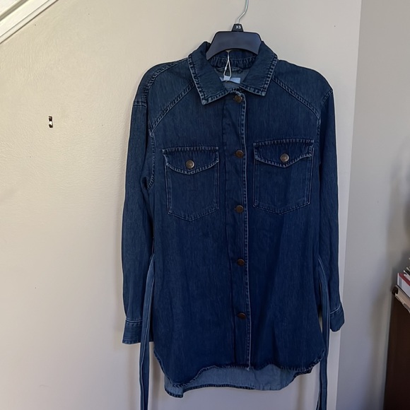 Antonio Melani Penelope Button Down Collar Detachable Belt Statement Shacket. - Picture 3 of 10